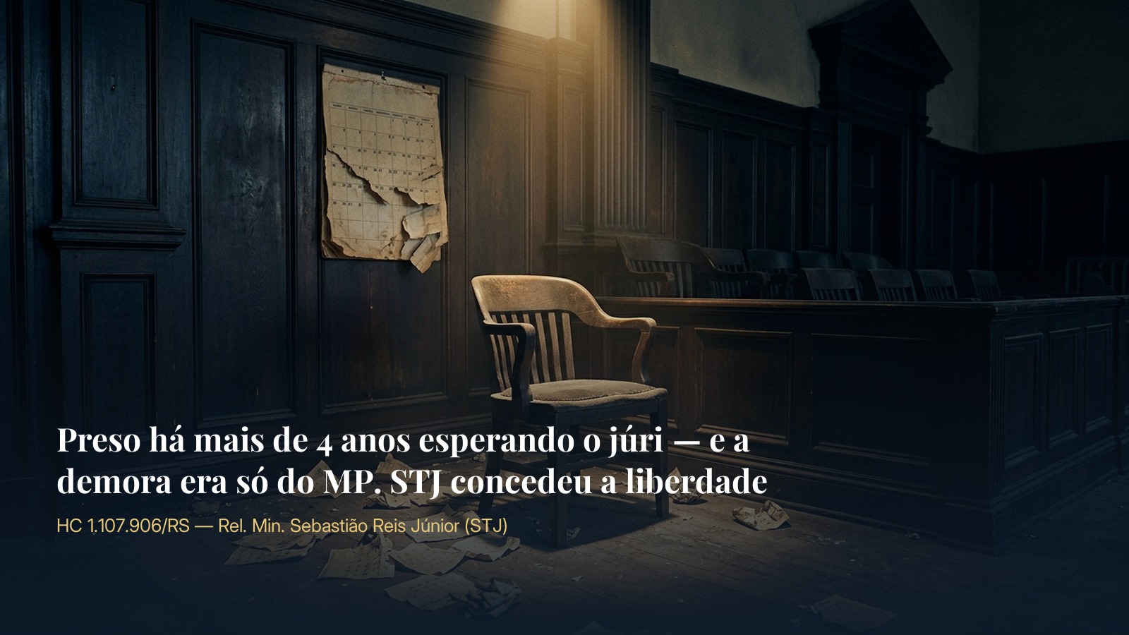 Preso há mais de 4 anos esperando o júri — e a demora era só do MP. STJ concedeu a liberdade