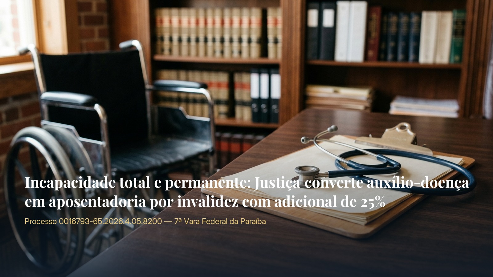Perícia atestou incapacidade total e permanente, e a Justiça converteu o auxílio-doença em aposentadoria por invalidez com adicional de 25%