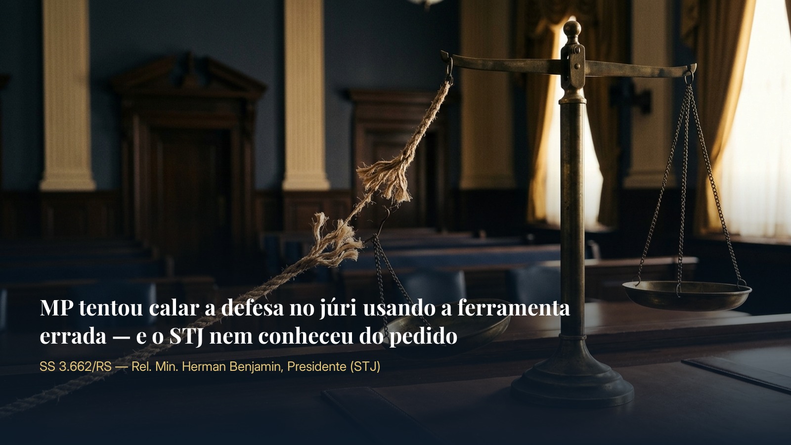 MP tentou calar a defesa no júri usando a ferramenta errada — e o STJ nem conheceu do pedido